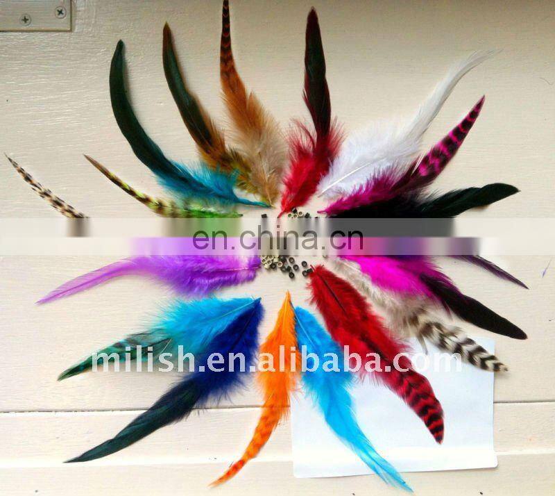 grizzly rooster feathers hair extensions FHE-0310