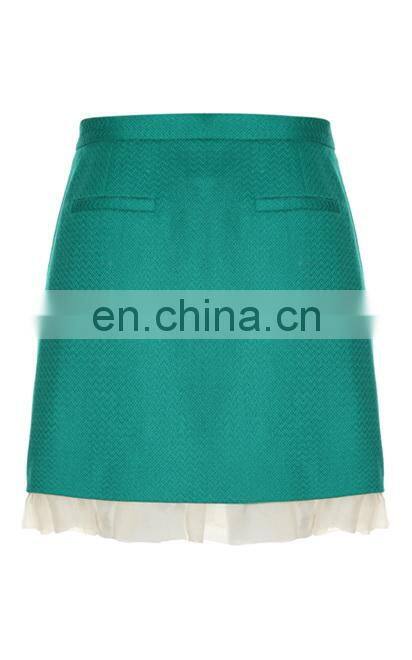Hot sale modern fashion style winter ruffle bottom design woollen short sexy mini skirt