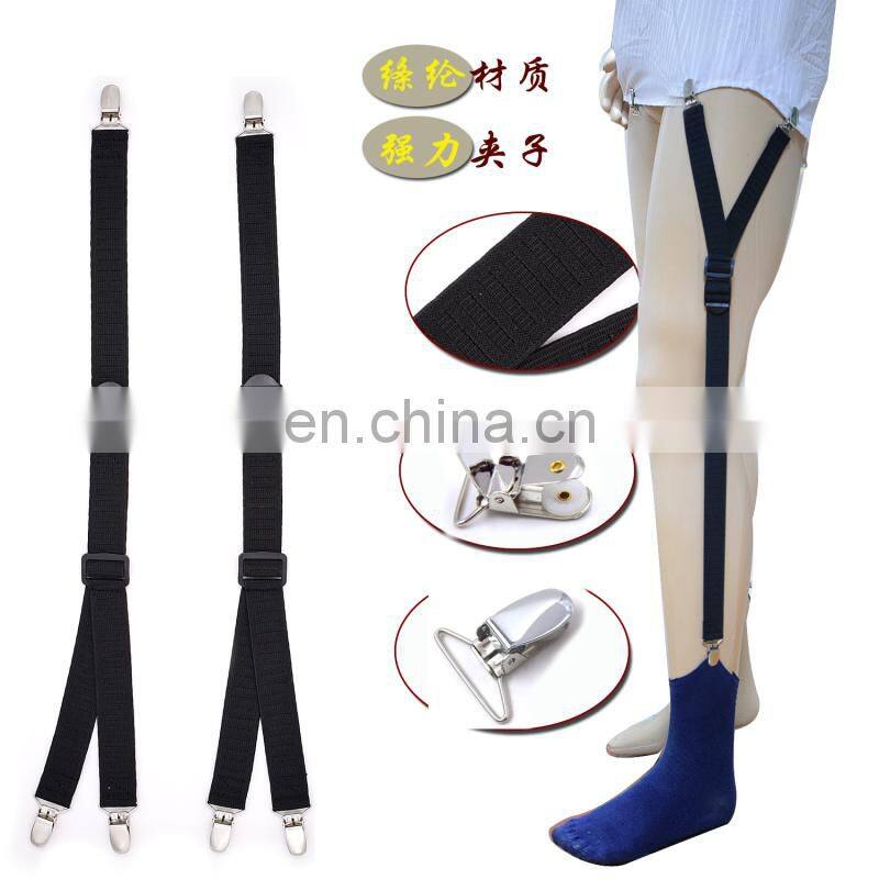 2017 yiwu longkang wholesale fashion Metal Button Stretching Shirt Stays Adjustable Size Suspender Most Protective Garter Belts