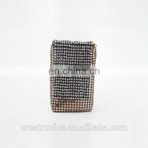 CR Low MOQ requirements aluminum diamond inlaid surface long chain hottest wholesale cell phone cases
