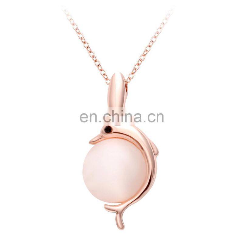 Fashionable New Cat Eye Dolphin Pendant Latest Design Simple Rose Gold Necklaces