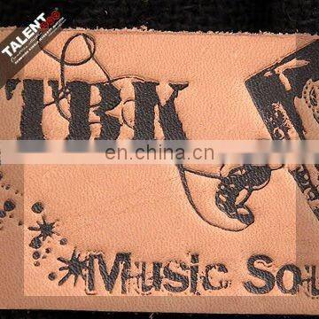 custom private brand design genuine jeans leather patch labels