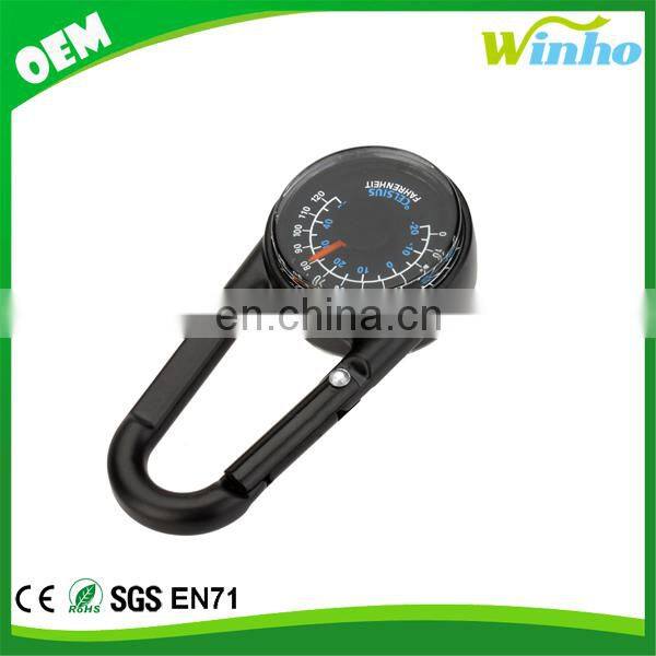 Winho Multifunctional Carabiner Mini Compass Thermometer Keychain 3 In 1 For Hiking