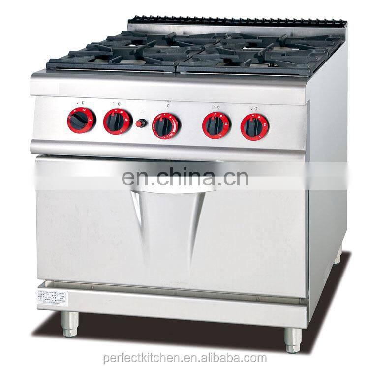 Commercial Free Standing Stainless Steel 4 Burner Gas Range with Electric Oven /Cooking Ranges with Oven with gas CE certificate