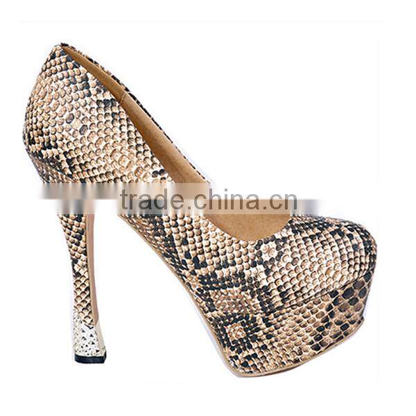 snake skin ladies high heel sexy shoes