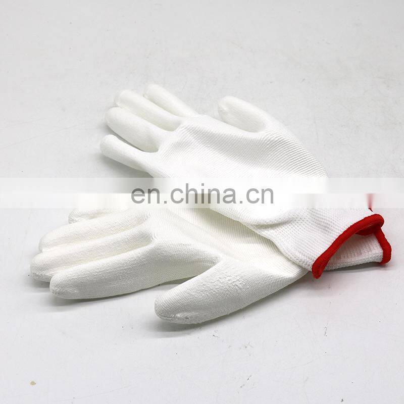 13g white PU polyster safety nitrile foam gloves