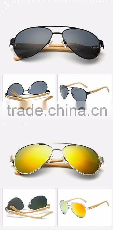hand made wood temple metal frame classic men driving fishing sunglasses