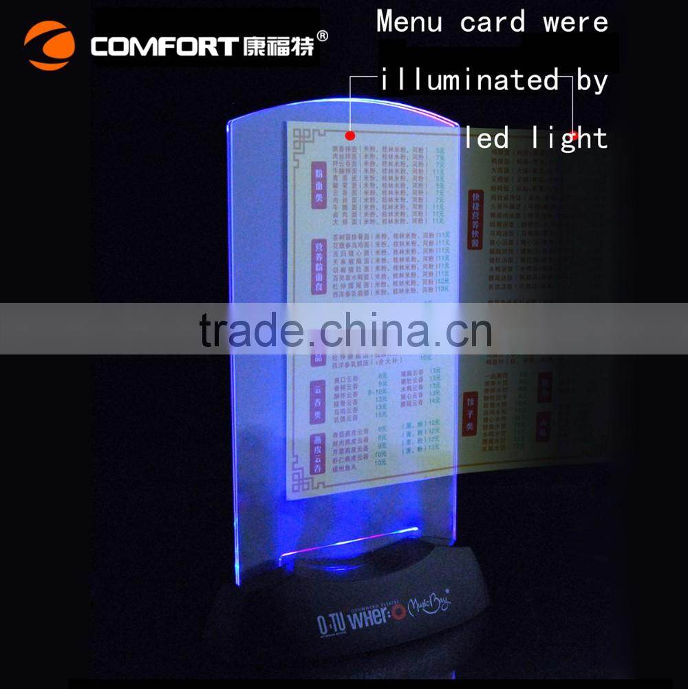 led illumunated tent table flashing menu holder