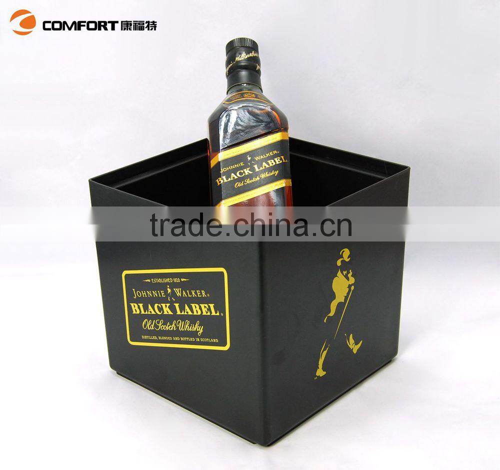 square double layer small black drink plastic ice buckets with lid