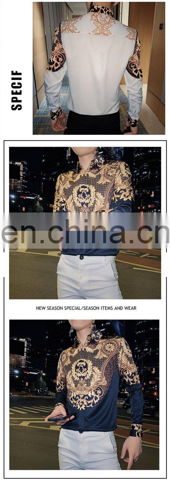 Clothing manufacturers wholesale men's new casual 3D printing cardigan personality long-sleeved lapel shirt