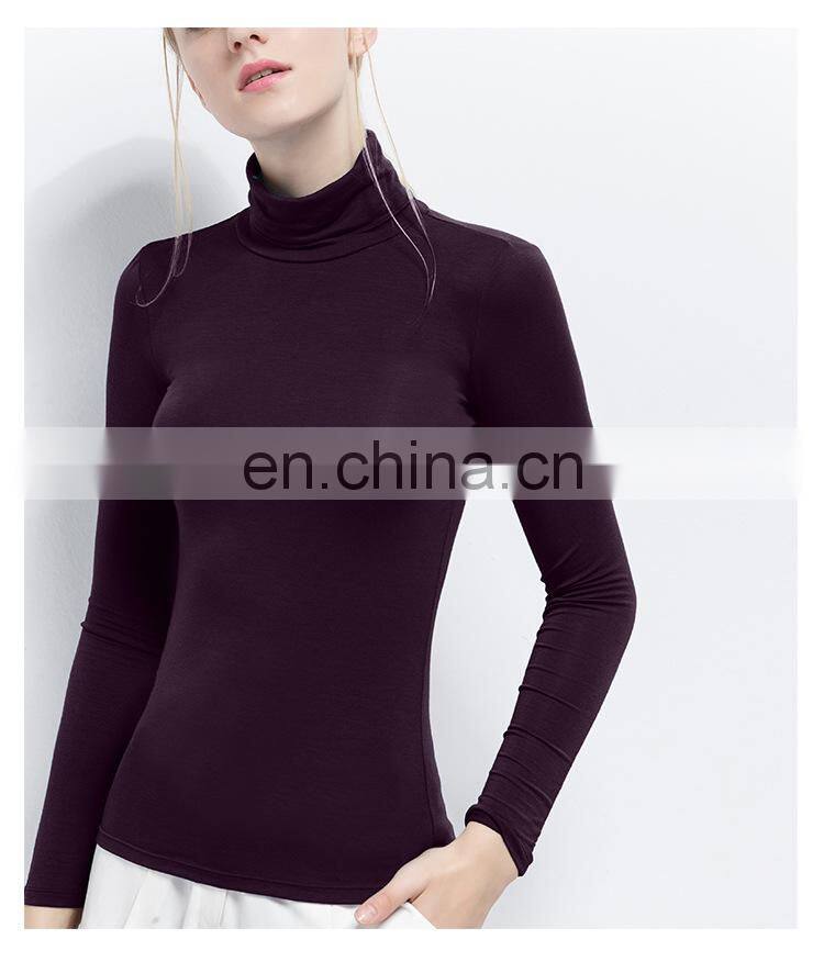 62/5000 Wholesale Custom-made Large Women's autumn long-sleeved t-shirt women's solid color Turtleneck Modert jacket autumn