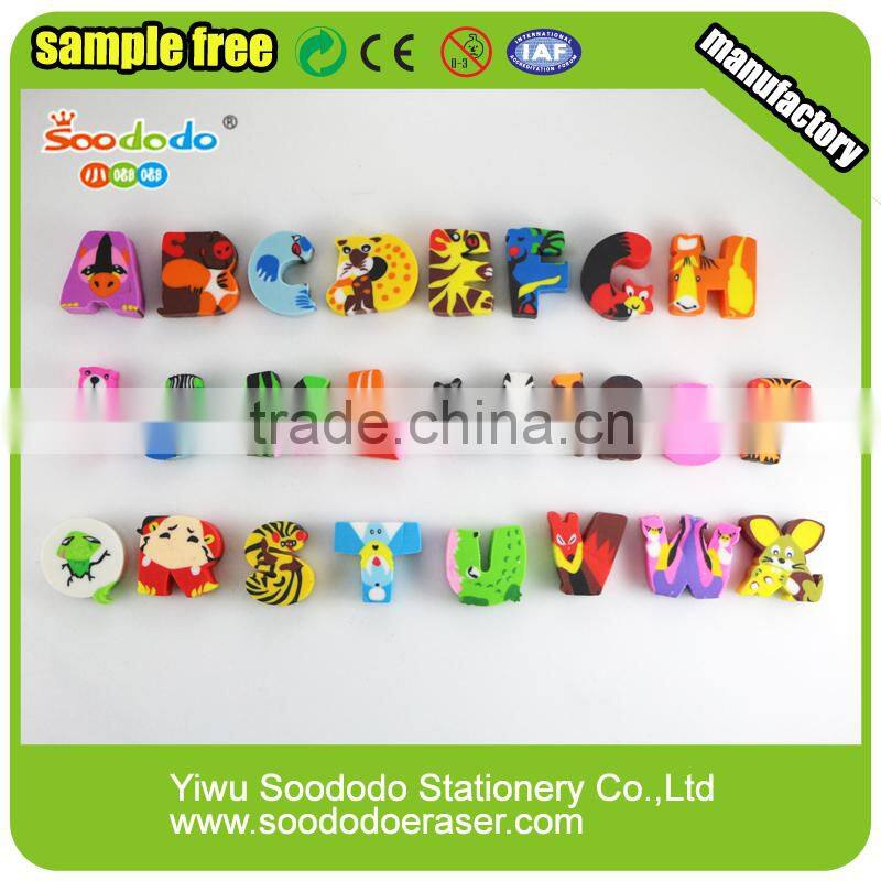 Cute Extruded rubber erasers animal letter eraser