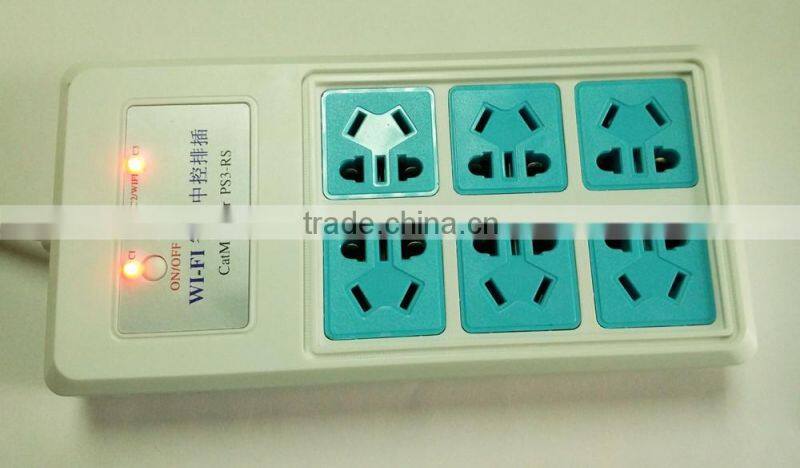 2200W 6-sockets Smart WiFi Power Strip with Home Alarm Function Compatible with 16PCS 315MHz OR 433MHz Wireless External Sensors