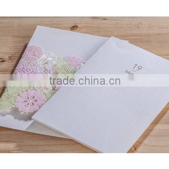 Colorful Embossed Paper for Wedding Card Laser Cut Wedding Invitations