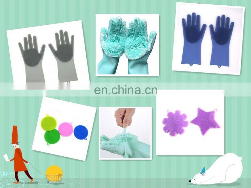 Long Sleeve Dish Washing Glove Dish Cleaner Glove Dish Scrubber Glove Kitchen Silicone Brush Sets