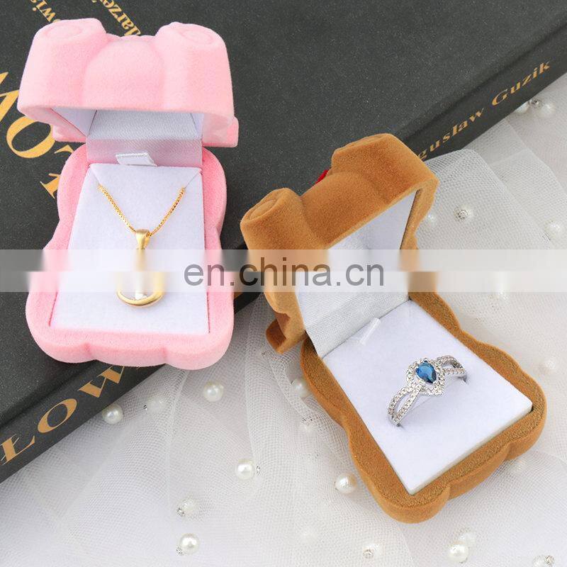 lovely Velvet gift box cute bear jewelry box wedding ring box Necklace Ring Case Earrings Holder for jewelry display