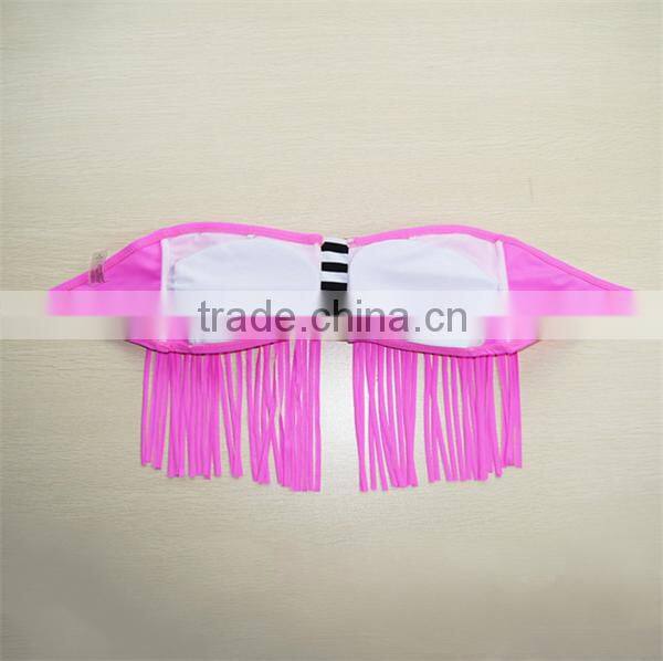 2016 New Women Push-up Padded Bra Tassel Swimsuit Bathing Suit Swimwear Bikini