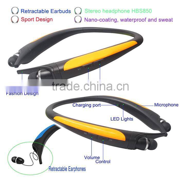 Hands free long distance bluetooth headset Tone Active HBS-850 neckband wireless earbug