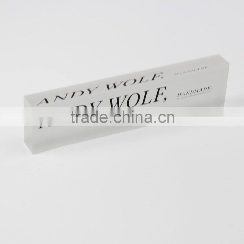 Fashion Clear Solid Acrylic Sign Block Desktop Acrylic Logo Block Plexiglass Printed Block