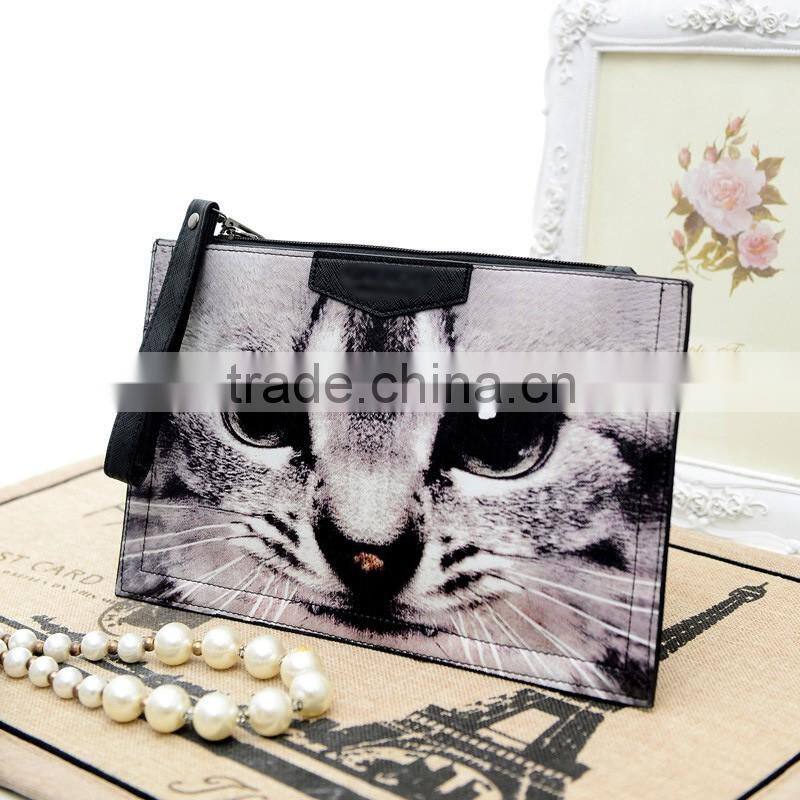 PVC printing gold flowers animal handbag envelope tide female small bag online shopping ladies handbags
