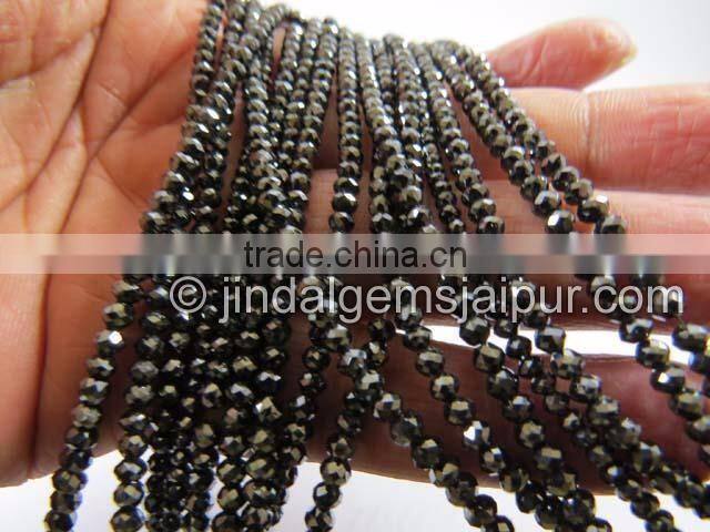 Top Quality AAA Black Diamond Faceted Roundelle Beads 3 To 3.5 MM