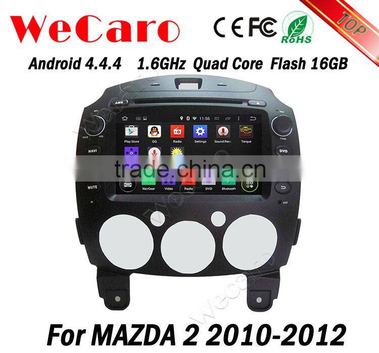Top Version Android 4.4.4 car audio system 8" 1024 * 600 for mazda 2 car radio player radio gps A9 cpu 2010-2012