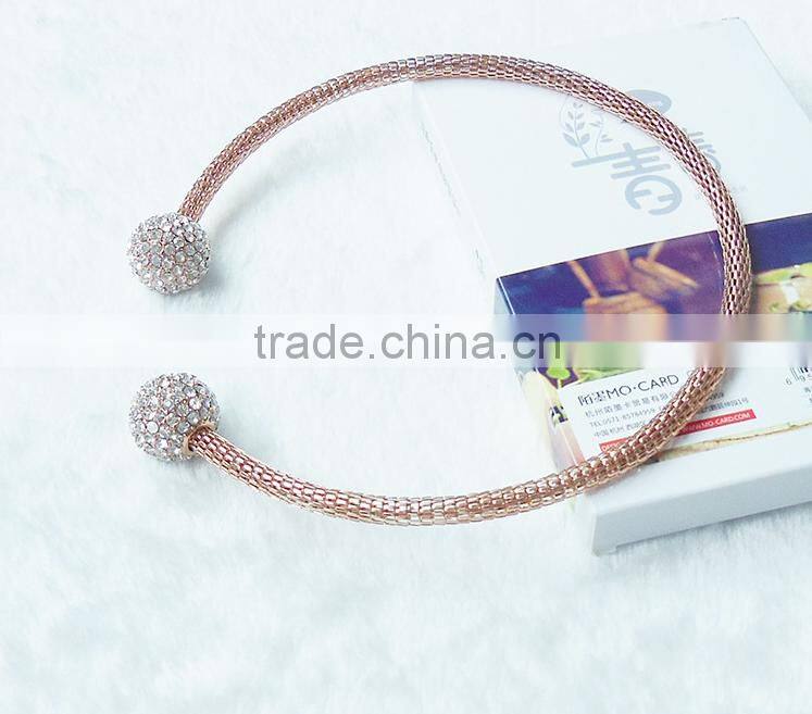 Europe and America fashion high-grade open collar crystal ball pendant necklace