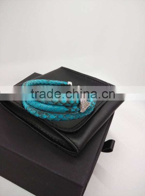 2016 Newest Arrival Hot Selling New Fashion Handmade Bracelet Colorful Python Skin Leather Round