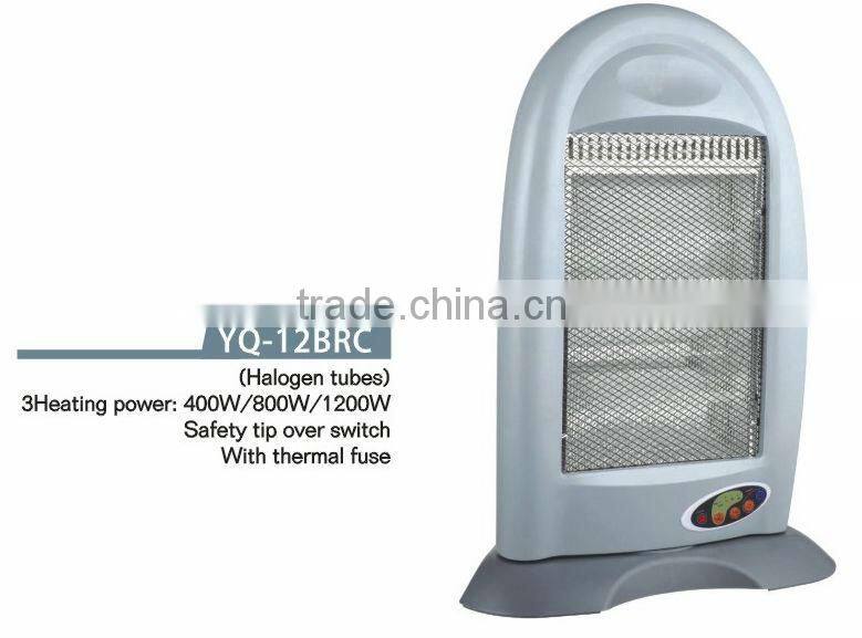 3heat settings 1200W safety tip over swtich with thermal fuse electric halogen heater