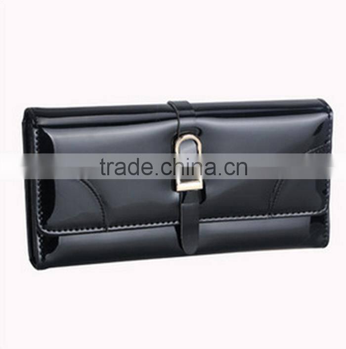 Fashion bright pu lady long wallet
