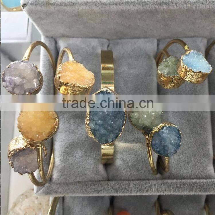 Natural Crystal Quartz Raw Stone Cuff Bangle Bracelet Gemstone Cuff Bangle