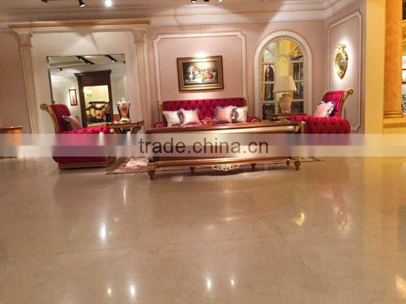 2015 Hot sales classic sofa set A65360,European Style beech wood sofa set with hand carved