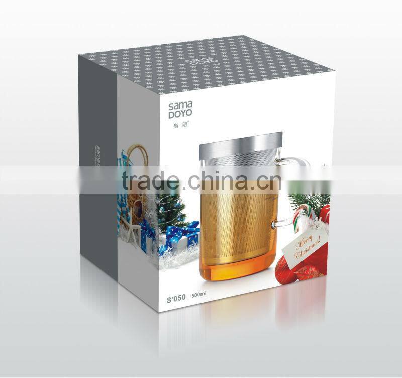 SAMADOYO Glass Teacups/ Mugs with Stainless Steel Infusion with Lid Tea Makers on Christmas Promotion