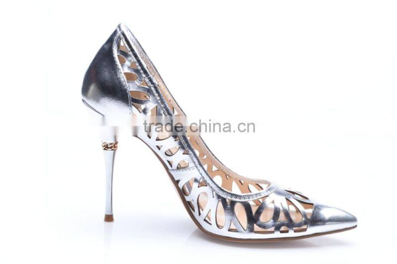 2015 silver & gold color high heel for women dress shoes pumps of office workers hand make lady shoes