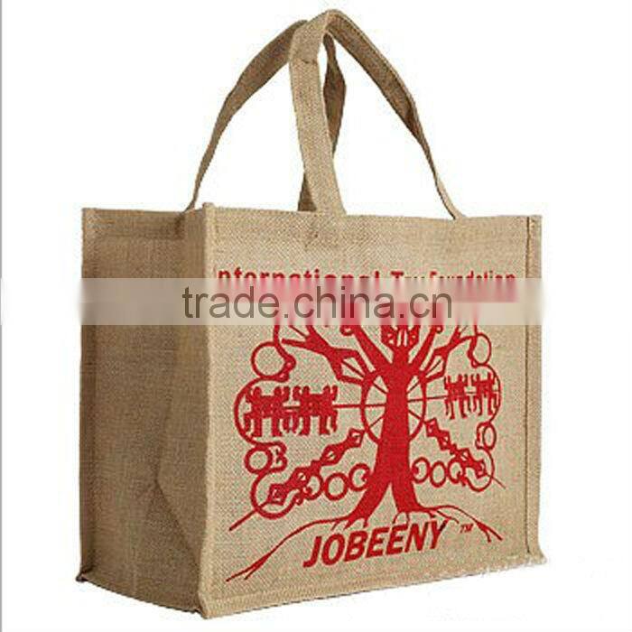 Fashion eco-friendly high jute hessian bag