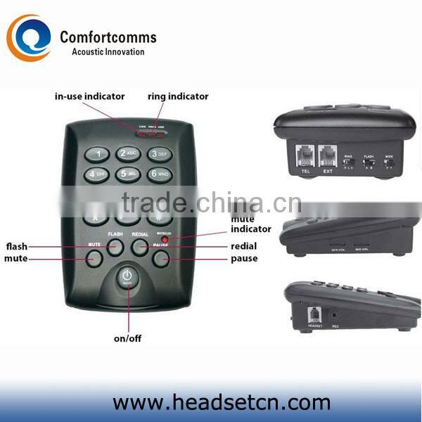 Professional call center communication dial pad headset telephone with rj11 plug cable CHT-800