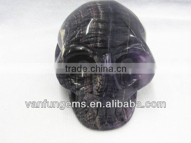 Natural Quartz Carving Skull Blue Cherry Quartz