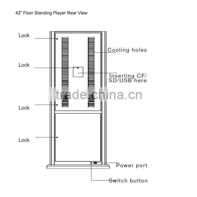 42" large lcd floor standing digital signage totem