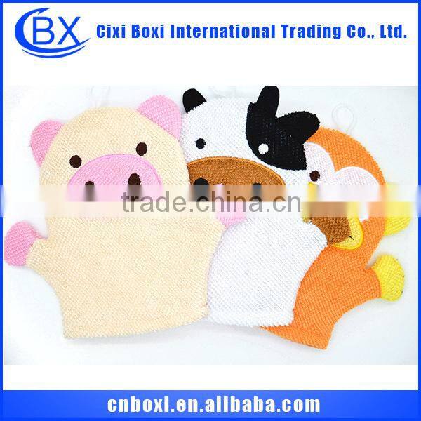 2015 Brand new custom polyester/nylon baby bath glove,hot water gloves
