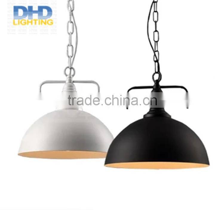 Industrial white and black color round metal shade edison pendant lamp vintage brass socket home decoration lighting fixture