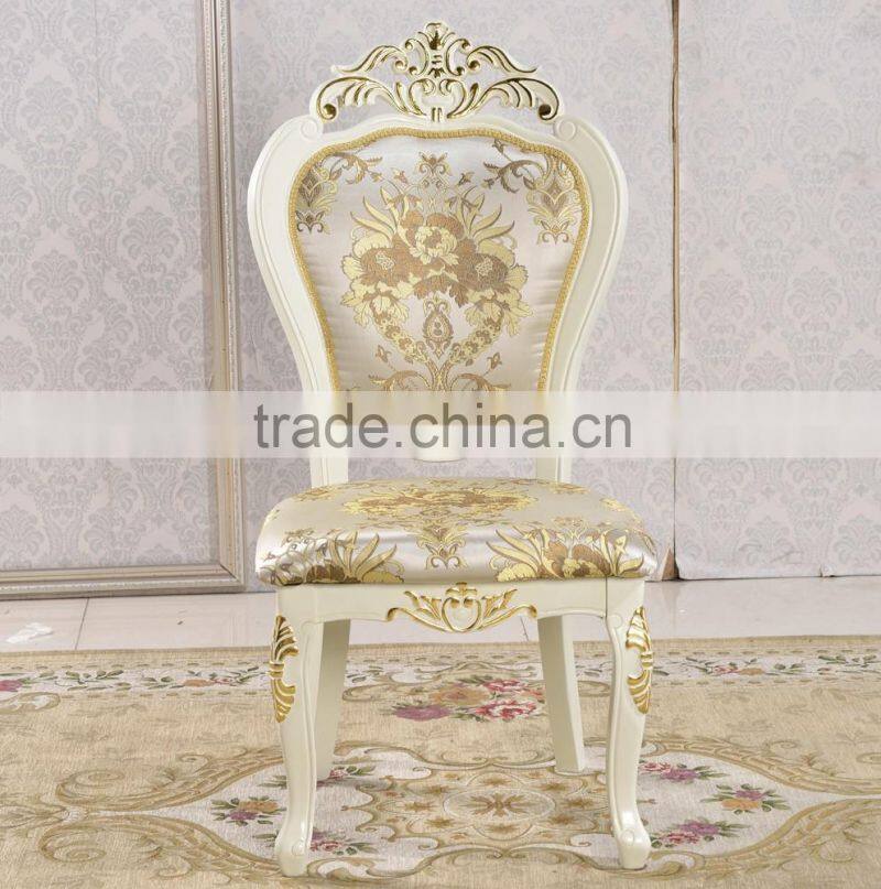Italian antique style gold leaf baroque dining chair luxury white wedding chair