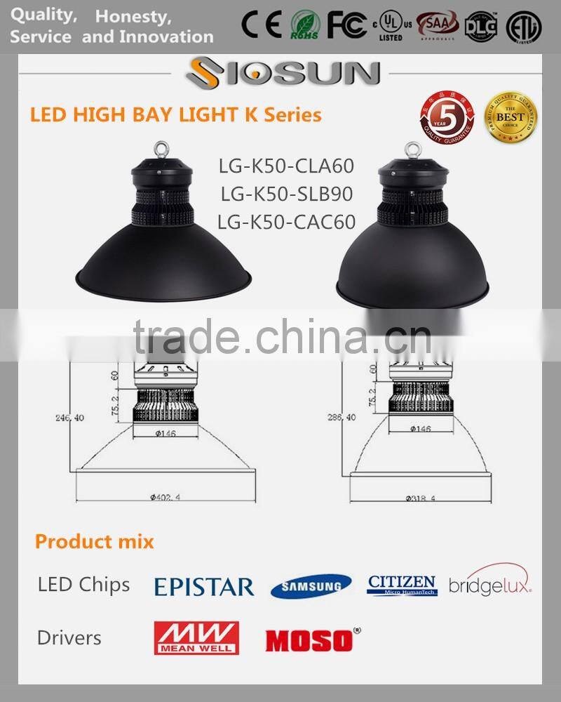 80W 5500 Lumen IP65 3000K Black SMD Housing LED High Bay Light