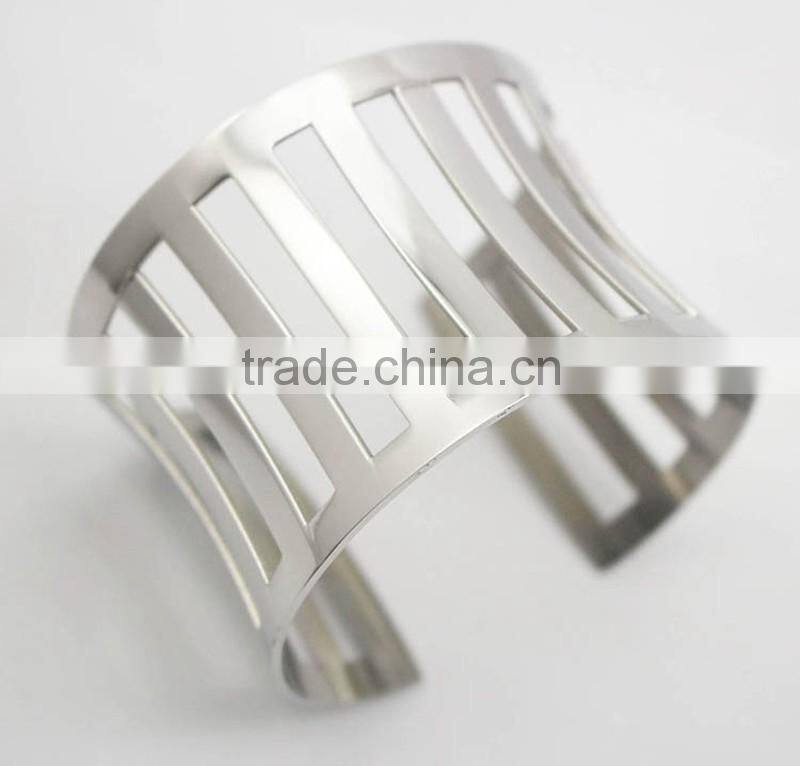 Punk Stainless Steel Cuff Metal Bangle Hollow out Bracelet