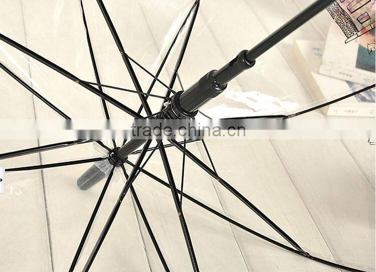 23inch full zebra-stripe printed safty transparent umbrella