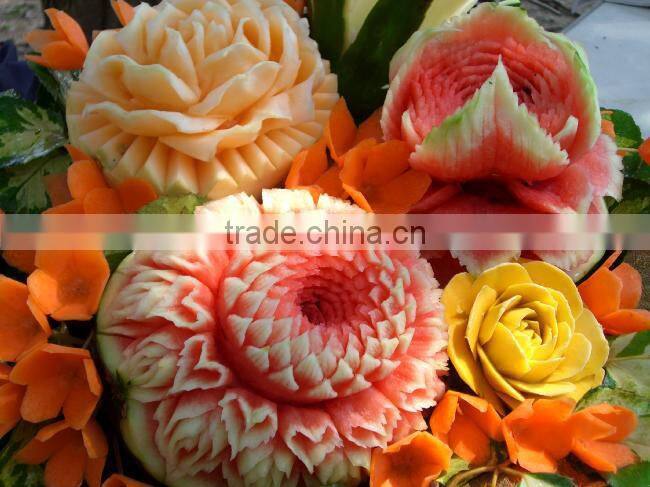 Set of Fruit Carving Knife Handle Carving Stainless steel,Handmade Thai Style 1 Set have 3 Pcs. (Blue Color)