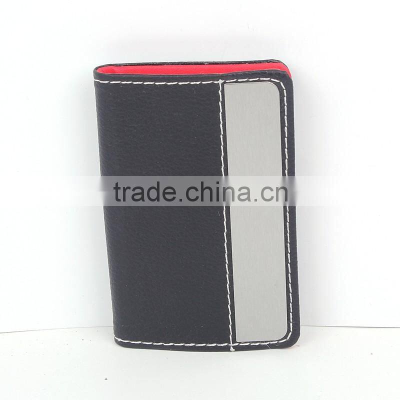 Leather pu with aluminum name card holder passport holder