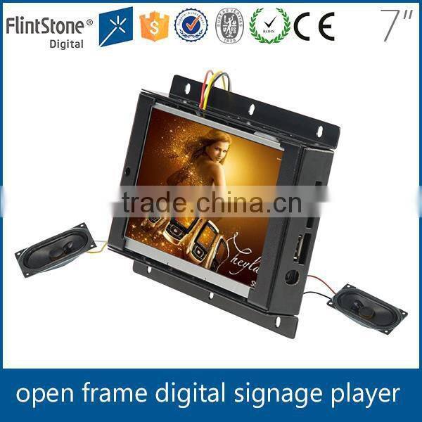 Flintstone embedded 7 inch built-in media player metal casing frameless display advertising ad player for pop