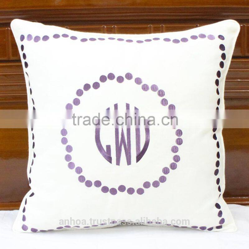 Abstract Floral Design Embroidered Pillow Cushion Cover