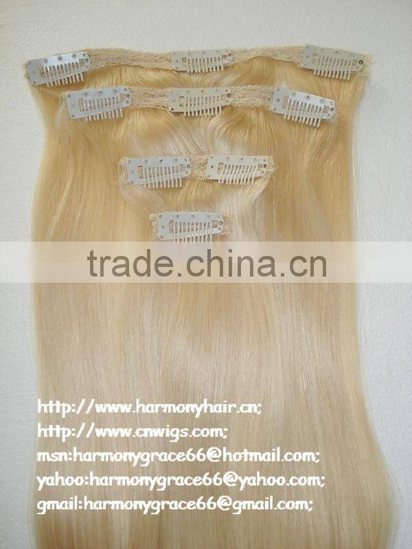Quality hair extension clip in with double quality