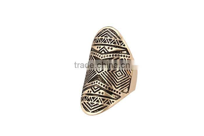 Full metal zinc alloy bohemian vintage graven gold finger ring jewelry